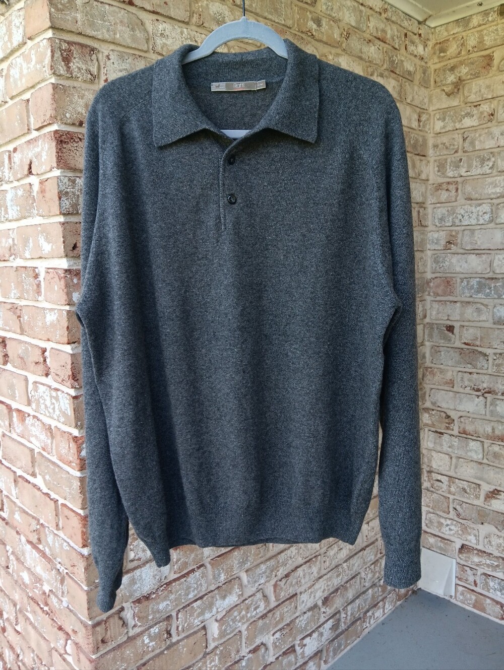 Raffi Gray V-Neck Polo Sweater